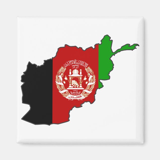 Afghanistan Flagga Karta Magnet (Framsidan)