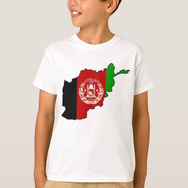 Afghanistan Flagga Karta T Shirt (Framsida)