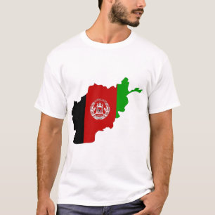 Afghanistan flagga karta tee shirt