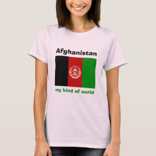 Afghanistan Flagga + Karta + Text T-Shirt
