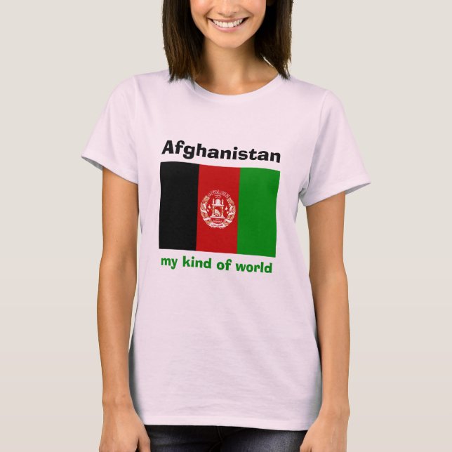 Afghanistan Flagga + Karta + Text T-Shirt (Framsida)