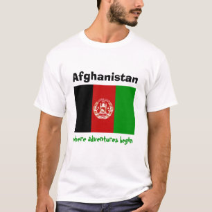 Afghanistan flagga + Karta + TextT-tröja Tee Shirt
