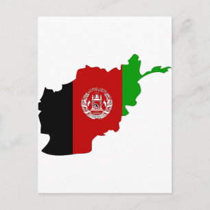 Afghanistan flagga karta vykort