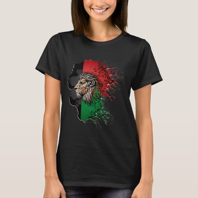 Afghanistan Flagga Lejont fritt Afghanistan T Shirt (Framsida)