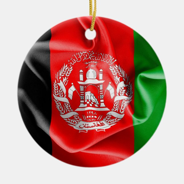 Afghanistan Flagga Round Ceramic Ornamic Julgransprydnad Keramik (Framsidan)