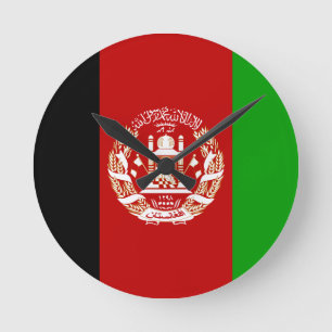 Afghanistan Flagga Rund Klocka