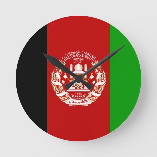 Afghanistan Flagga Rund Klocka (Framsida)