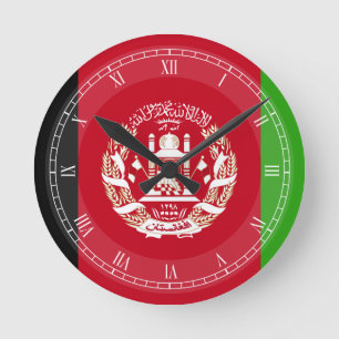 Afghanistan Flagga Rund Klocka