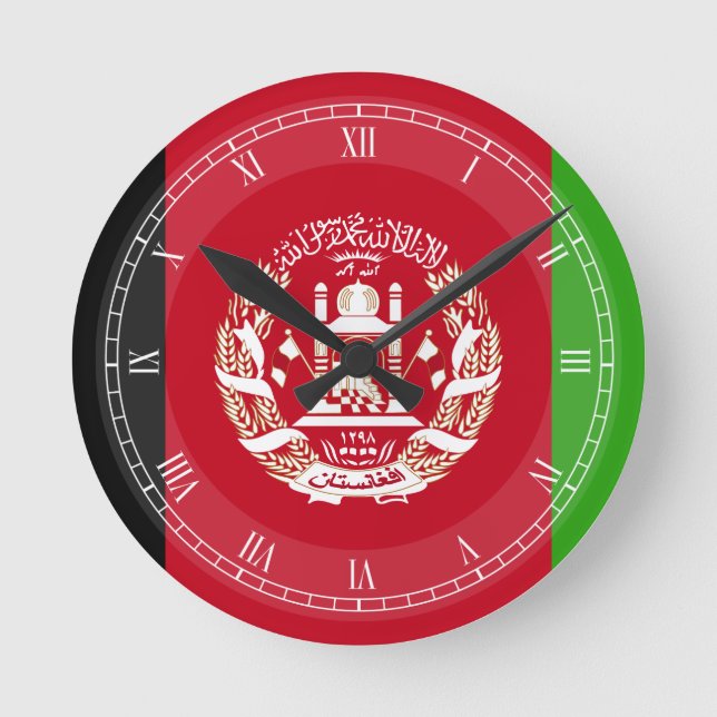 Afghanistan Flagga Rund Klocka (Framsida)