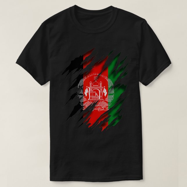 Afghanistan Flagga T Shirt (Design framsida)