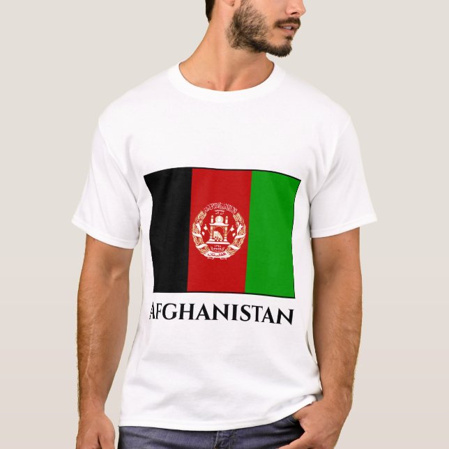 Afghanistan Flagga T Shirt (Framsida)