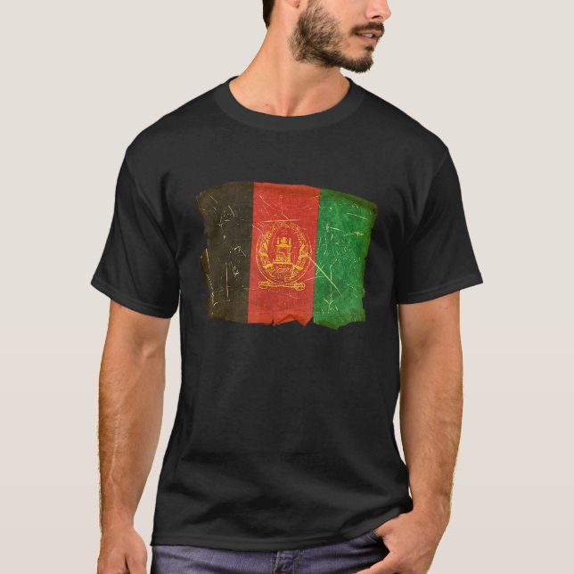 Afghanistan Flagga T Shirt (Framsida)