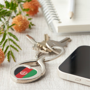 Afghanistan flagga twisted heart silverfärgad nyckelring