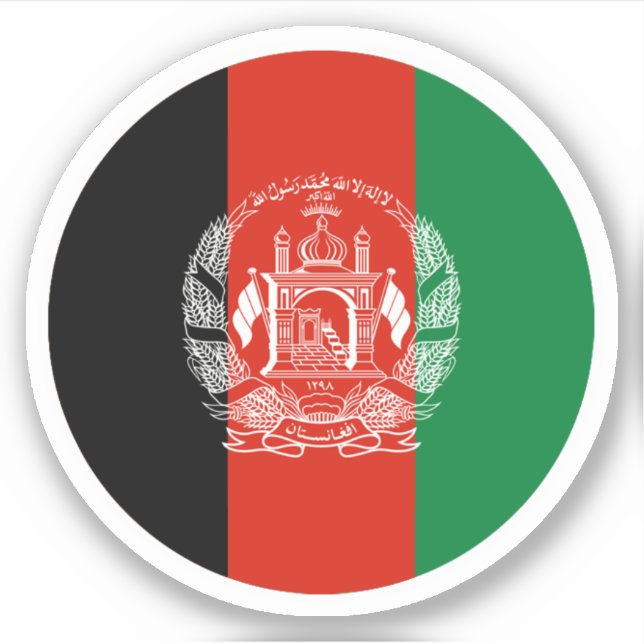 Afghanistan (gammal) flag rund dekal (Framsida)