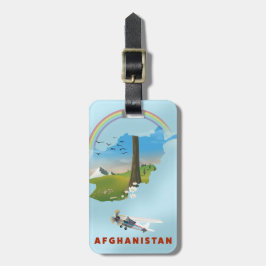 Afghanistan Kart landskap resa affisch Bagagebricka