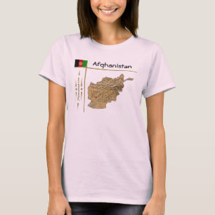 Afghanistan Karta + Flagga + avdelning T-Shirt