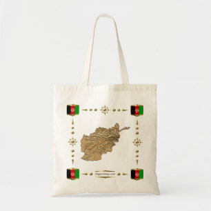 Afghanistan Karta + Flaggor Bag Tygkasse