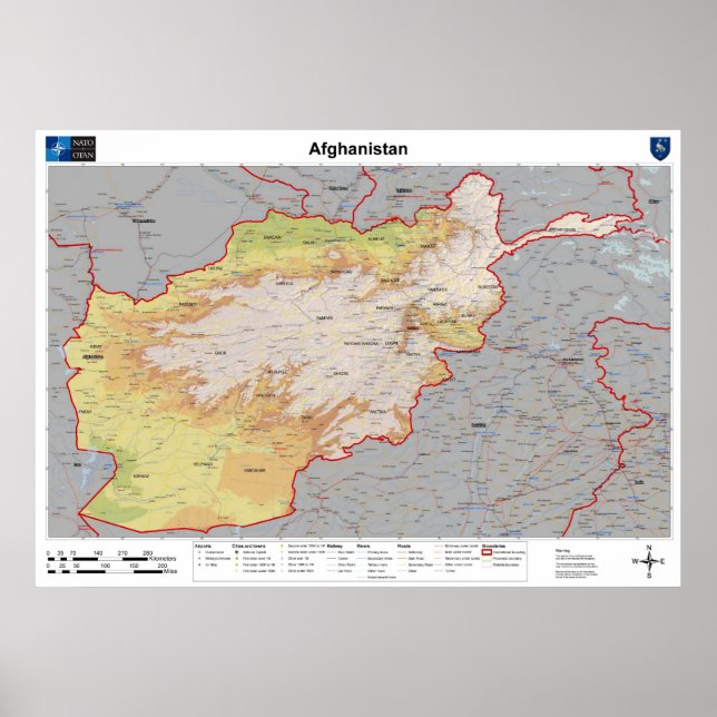 Afghanistan Karta Poster (Framsidan)