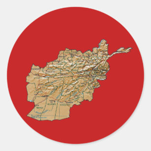 Afghanistan Kartklistermärke Runt Klistermärke