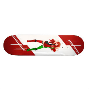 Afghanistan Manga Anime flicka iklädd Flagga Skateboard Bräda 19,5 Cm
