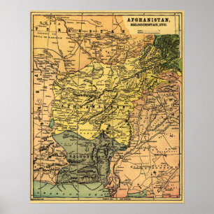 Afghanistan och omgeende landkarta poster