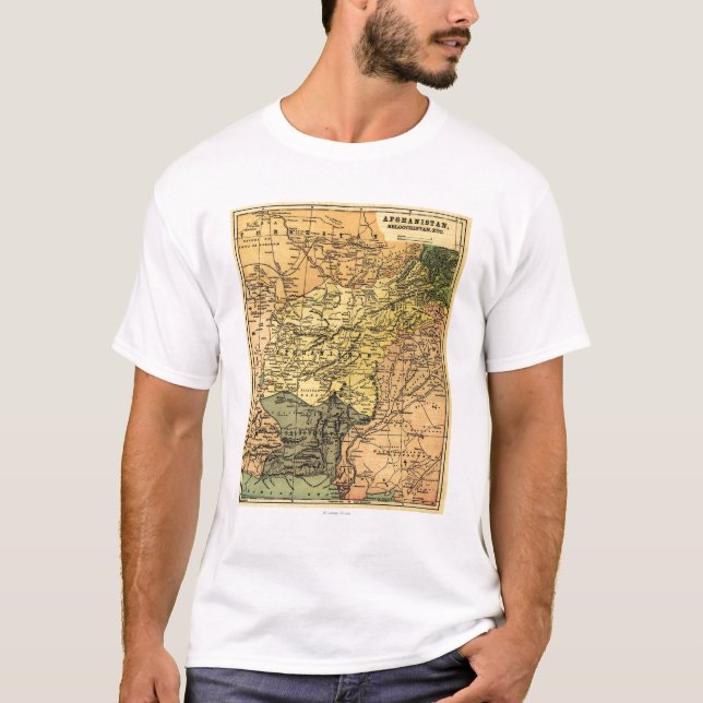 Afghanistan och omgeende landkarta t shirt (Framsida)