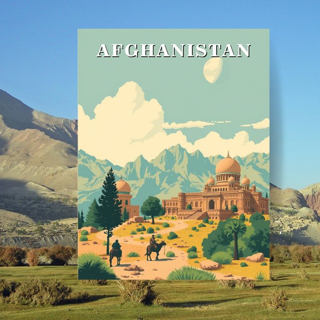 Afghanistan Reseskildring Illustration Vykort (Afghanistan )