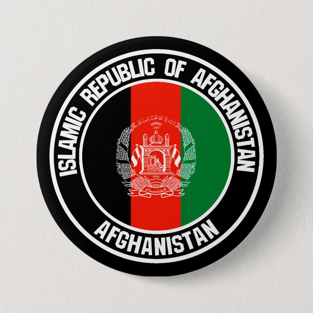 Afghanistan Round Emblem Knapp (Framsida)