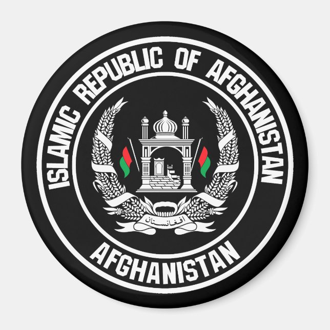 Afghanistan Round Emblem Magnet (Framsidan)