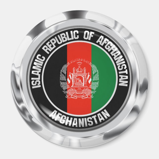 Afghanistan Round Emblem Magnet (Framsidan)