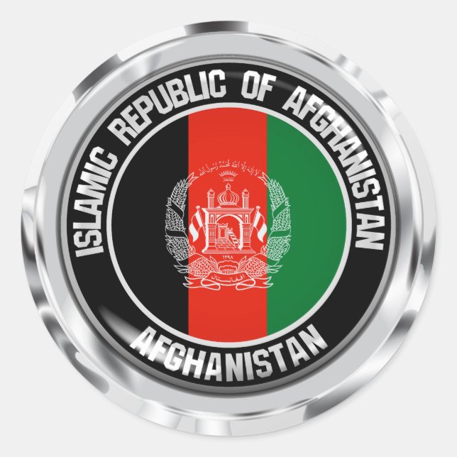 Afghanistan Round Emblem Runt Klistermärke (Framsida)