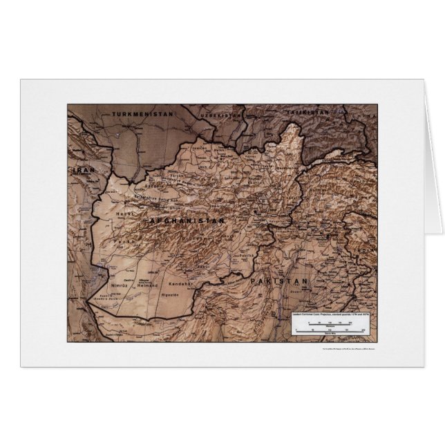 Afghanistan specificerade kartan 1999 hälsningskort (Framsidan Horizontal)