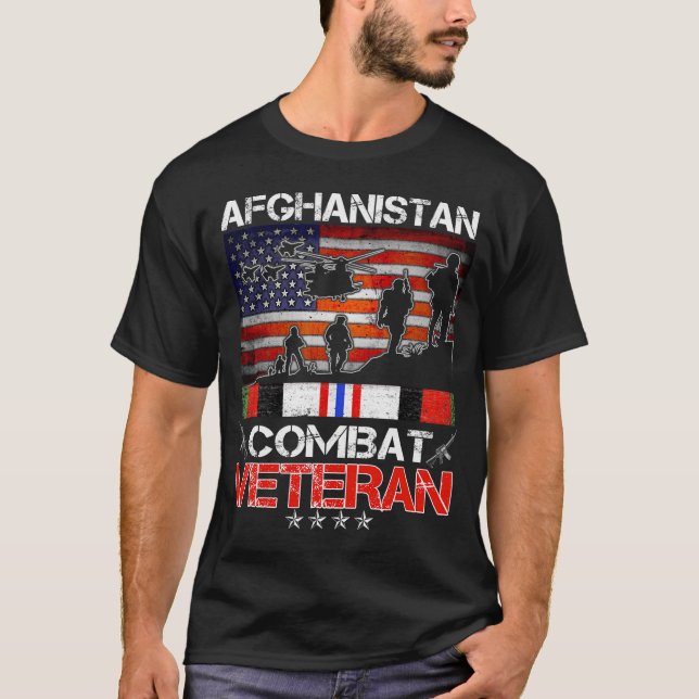 afghanistan stridsveteran us veteran militär t shirt (Framsida)