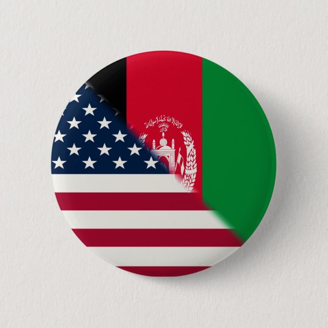 Afghanistan USA flagga | Hälften afghanska Knapp (Framsida)