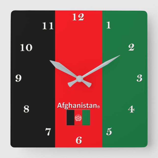 Afghanistan Wall Clock Fyrkantig Klocka (Framsida)