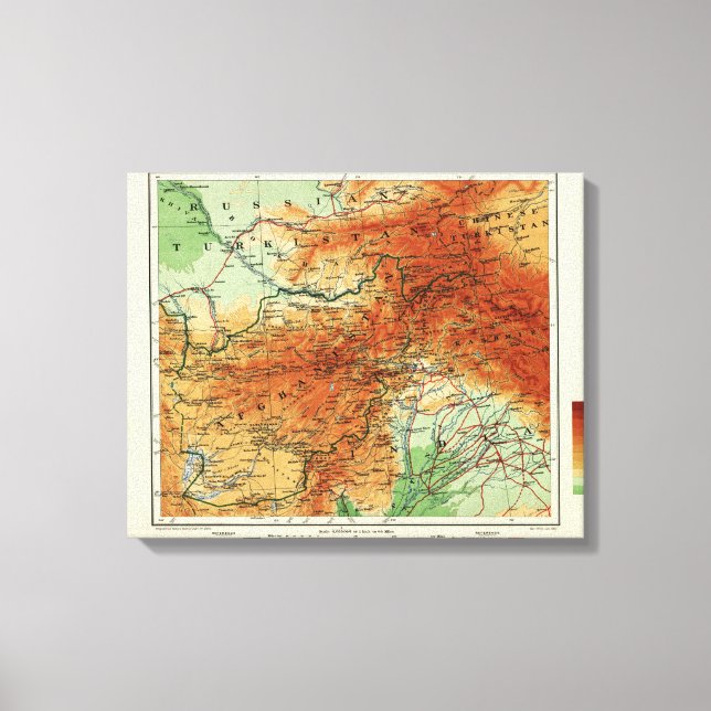 AfghanistanPanoramisk kartaAfghanistan Canvastryck (Framsida)