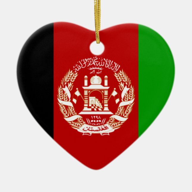 Afghanistans Flagga Julgransprydnad Keramik (Framsidan)