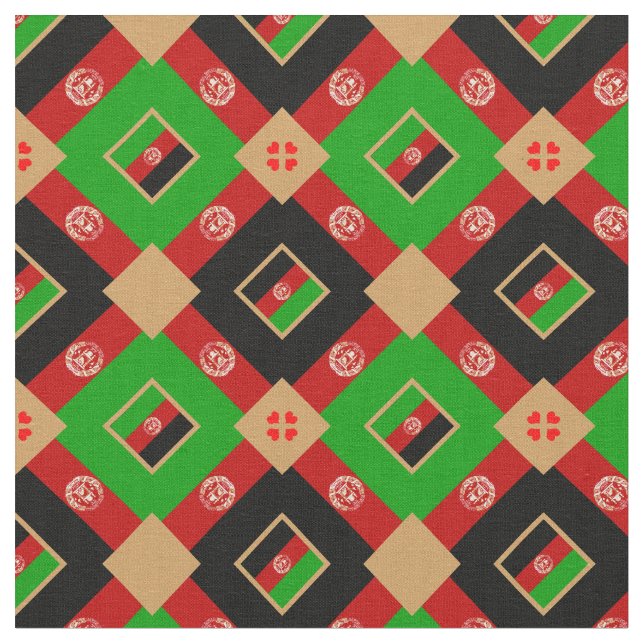 Afghanistans Flagga och Afghanistan Trendig Fabric Tyg (Närbild)