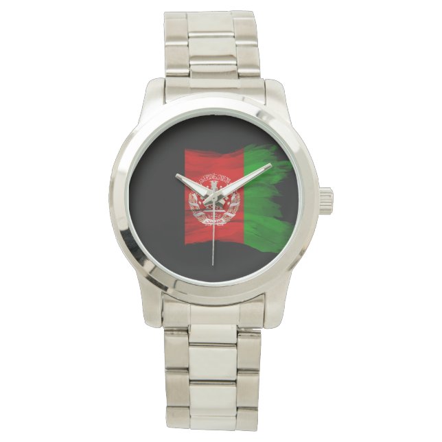 Afghanistans flagga-penseldrag, nationell flagga armbandsur (Framsida)