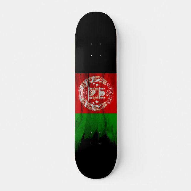 Afghanistans flagga-penseldrag, nationell flagga mini skateboard bräda 18,5 cm (Framsida)