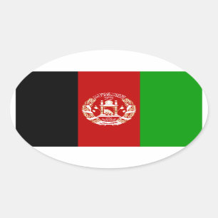 Afghanistans nationella Flagga Ovalt Klistermärke