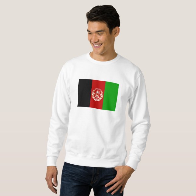 Afghanistans patriotiska flagga lång ärmad tröja (Hel framsida)