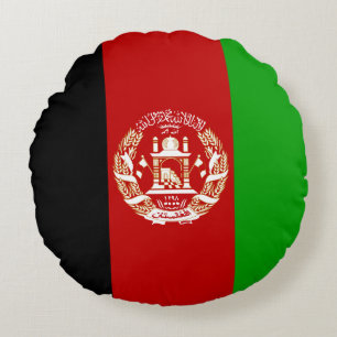 Afghanistans patriotiska flagga rund kudde