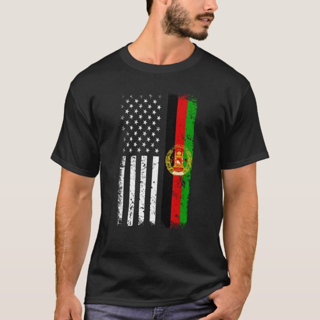 Afghansk amerikansk Flagga Afghanistan USA flagga T Shirt (Framsida)