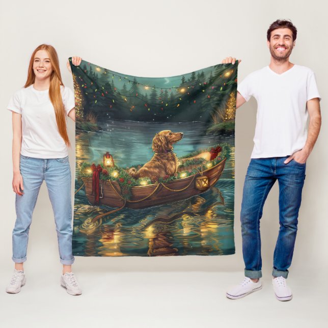 Afghansk årshund Jul Festive Voyage Fleecefilt (På plats)