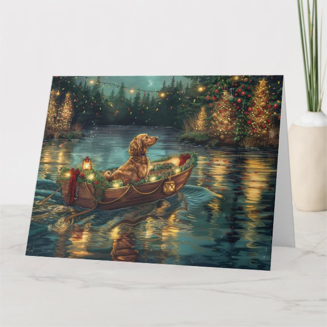 Afghansk årshund Jul Festive Voyage Kort (Framsida)