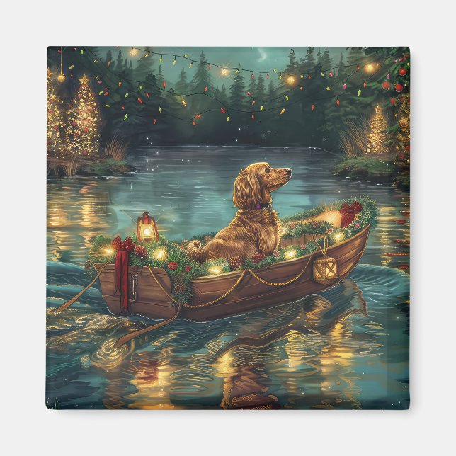 Afghansk årshund Jul Festive Voyage Magnet (Framsidan)