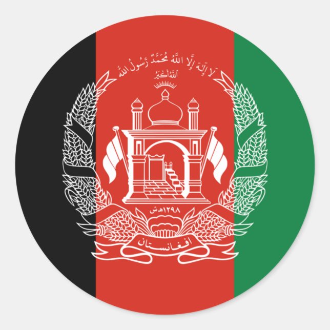 Afghansk Flagga, Flagga i Afghanistan Runt Klistermärke (Framsida)