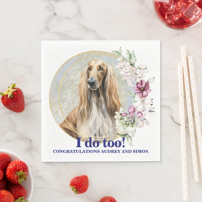 Afghansk hound Bröllop Napkins med Hundar foto Pappersservett (Insitu)