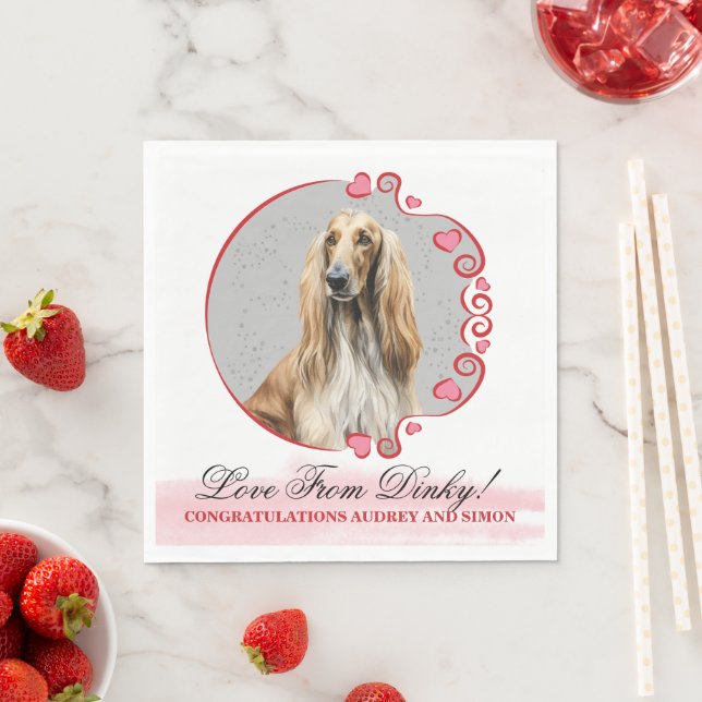 Afghansk hound Bröllop Napkins med Hundar foto Pappersservett (Insitu)